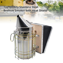 Load image into Gallery viewer, High Quality Bee Smoker Bee Hive Smoker with Heat Shield Protection Board Stainless Steel Beekeeping Equipment Bee Hive Smoker
