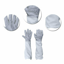 Load image into Gallery viewer, Beekeeping Tools White Goatskin Leather White Cloth Bee Keeping Gloves Beekeeper Gloves To Protect Hands
