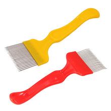 Load image into Gallery viewer, Yellow Handle 21-needle Honey Comb Uncapping Fork Straight Curved Needle
