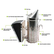 Load image into Gallery viewer, Hight Quality Stainless Steel Beehive Smoker with Heat Shield Protection and Mounting Hook Beekeeping Tools Bee Smoker
